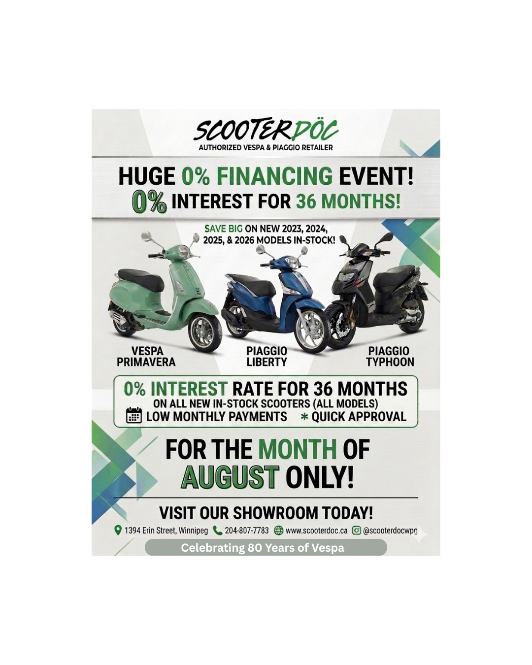 August Vespa & Piaggio Financing Ad